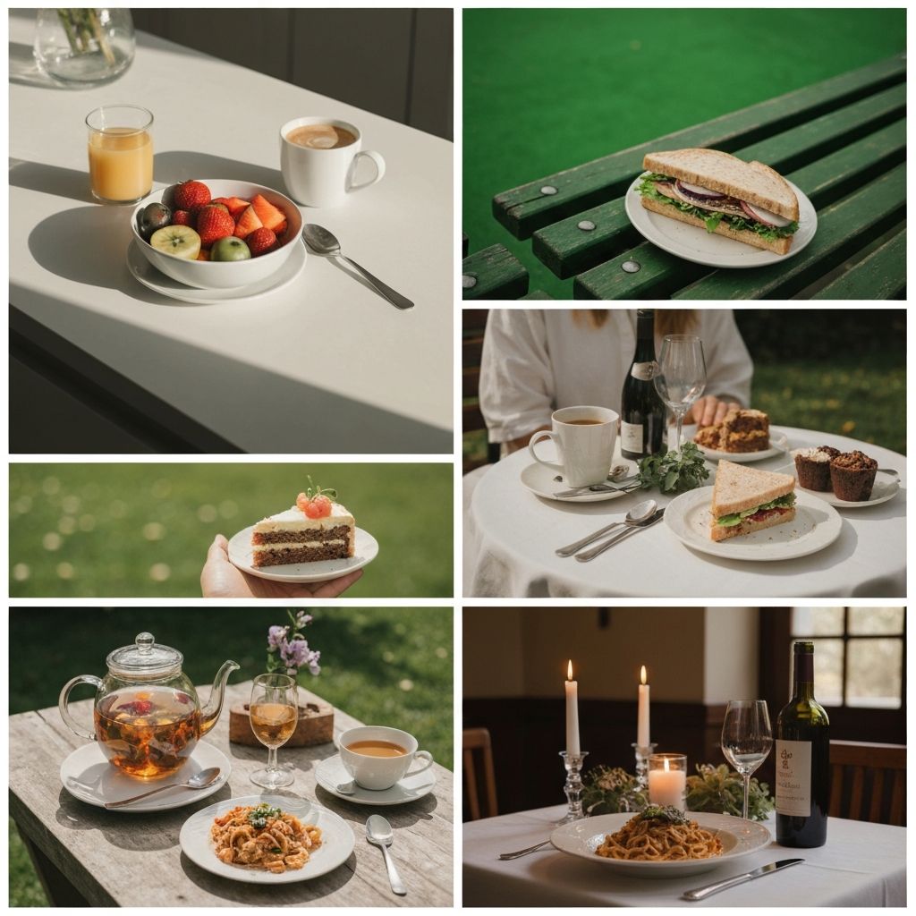 Diferentes momentos do dia com refeições